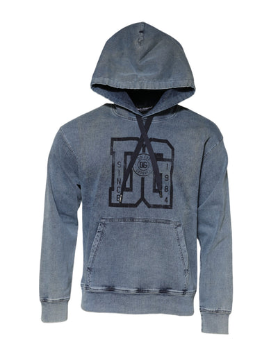 Sweat-shirt à capuche en coton mélangé bleu Dolce &amp; Gabbana