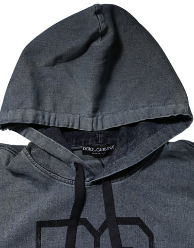 Sweat-shirt à capuche en coton mélangé bleu Dolce &amp; Gabbana
