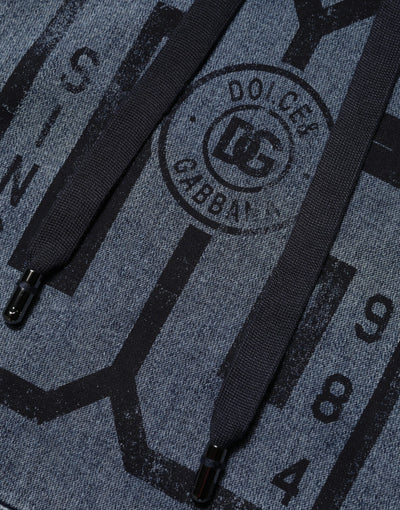 Sweat-shirt à capuche en coton mélangé bleu Dolce &amp; Gabbana