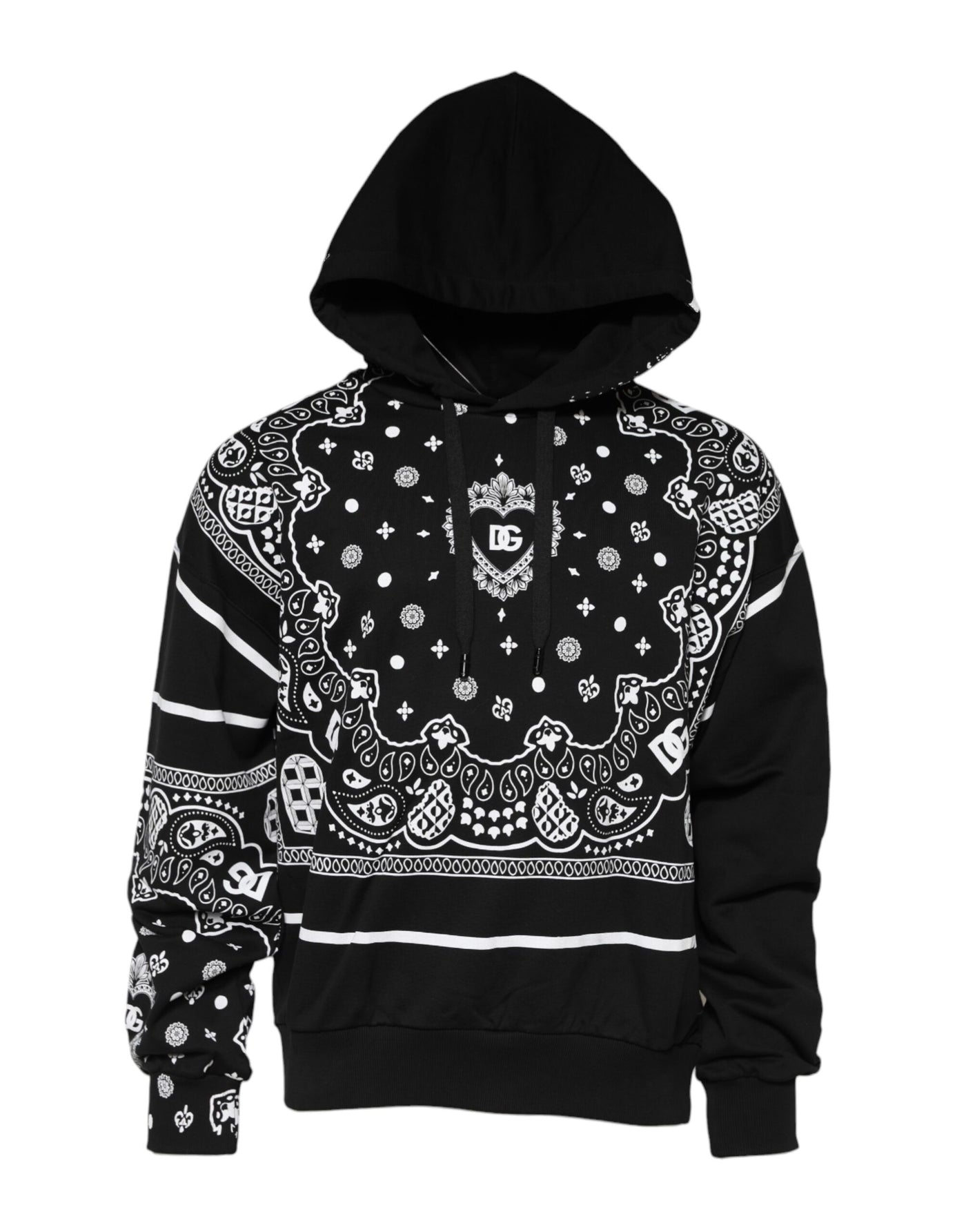 Sweat-shirt à capuche bandana noir Dolce &amp; Gabbana pour homme