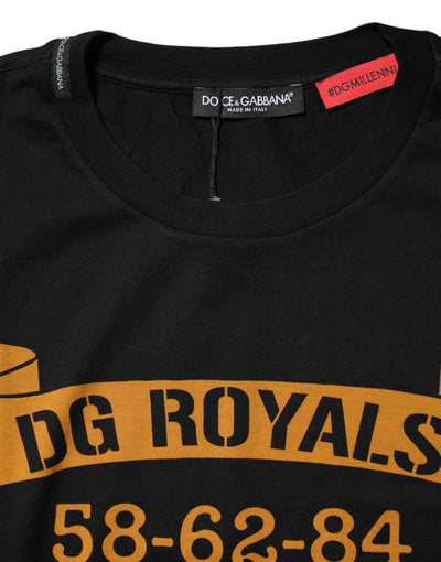 T-shirt ras du cou en coton noir Dolce &amp; Gabbana DG Royals