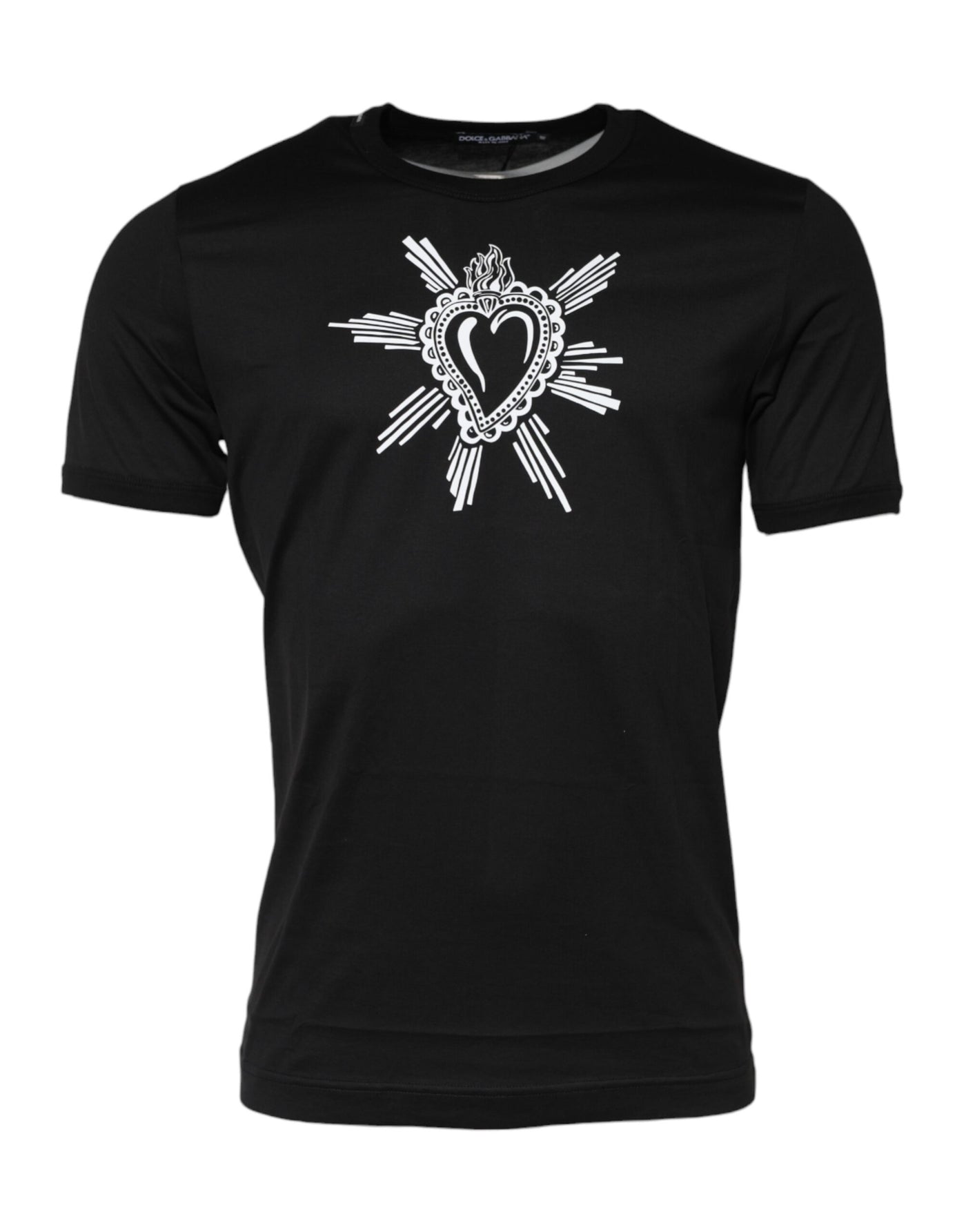 T-shirt ras du cou en coton noir Sacré-Cœur Dolce &amp; Gabbana
