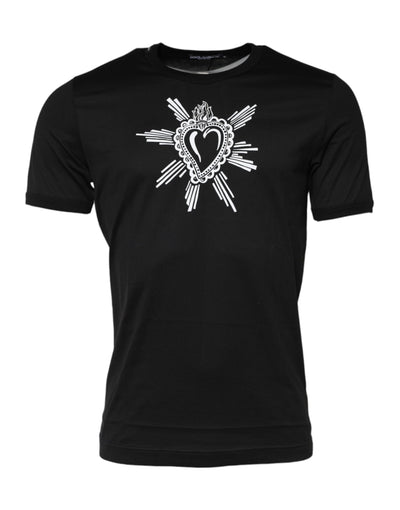 T-shirt ras du cou en coton noir Sacré-Cœur Dolce &amp; Gabbana