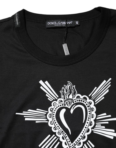 T-shirt ras du cou en coton noir Sacré-Cœur Dolce &amp; Gabbana