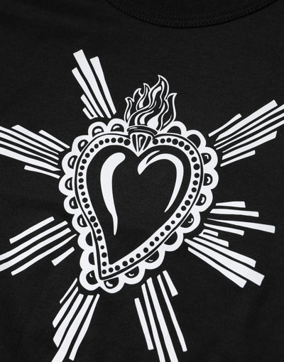 T-shirt ras du cou en coton noir Sacré-Cœur Dolce &amp; Gabbana
