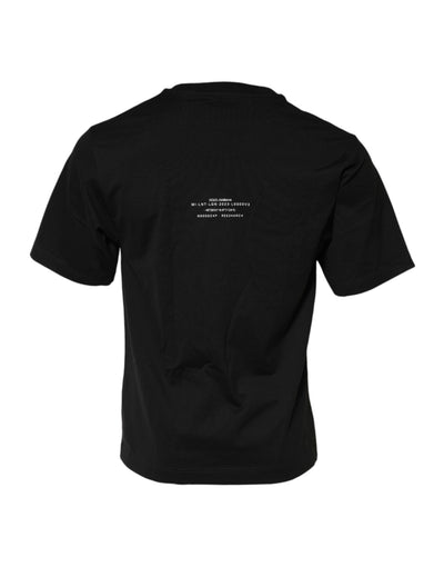 T-shirt ras du cou en coton noir imprimé DG Vib3 Dolce &amp; Gabbana