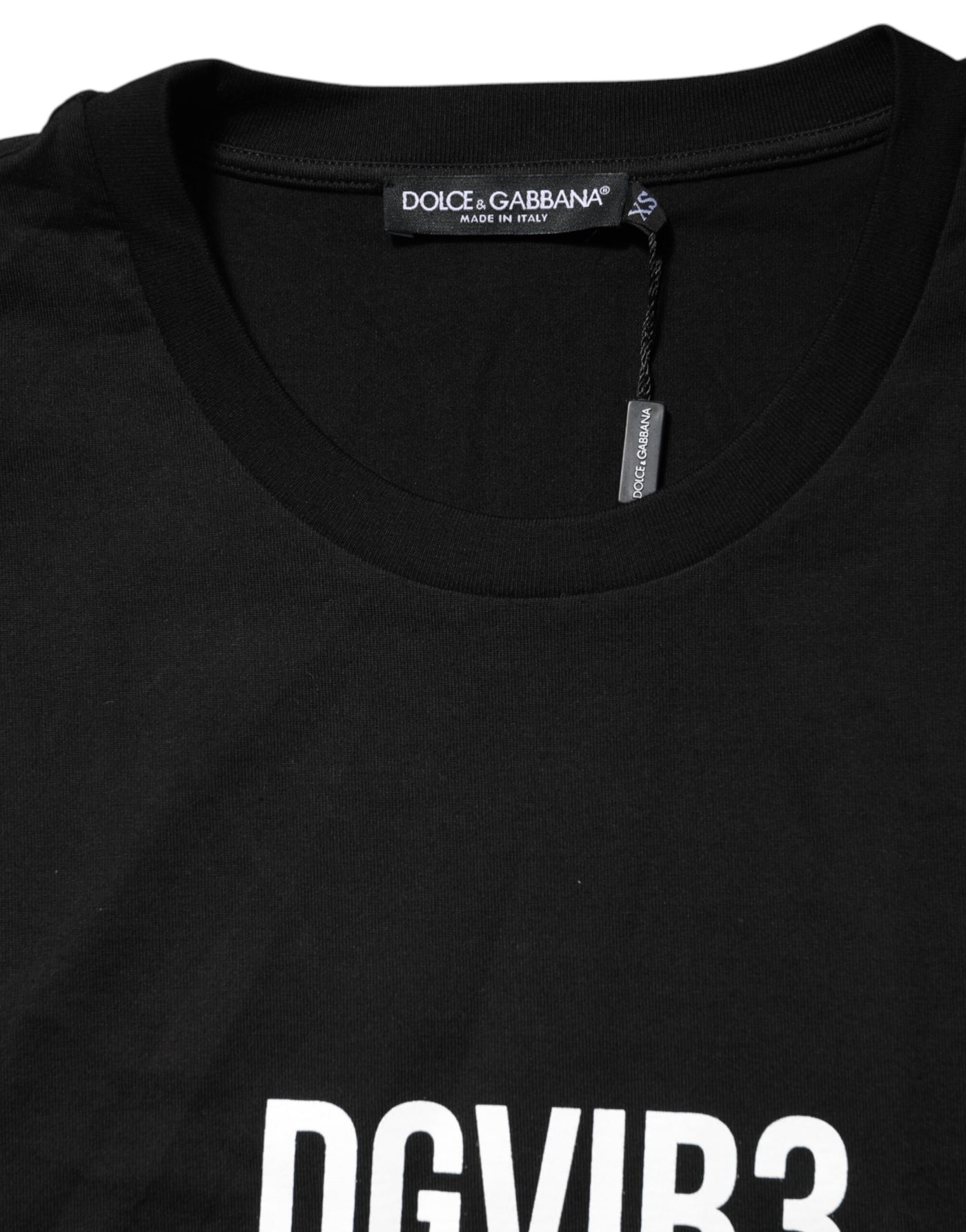 T-shirt ras du cou en coton noir imprimé DG Vib3 Dolce &amp; Gabbana