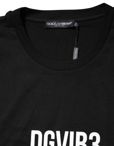 T-shirt ras du cou en coton noir imprimé DG Vib3 Dolce &amp; Gabbana