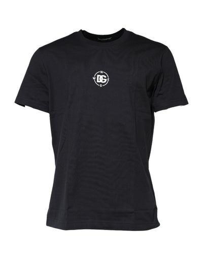 T-shirt ras du cou en coton noir Dolce &amp; Gabbana avec imprimé boussole DG