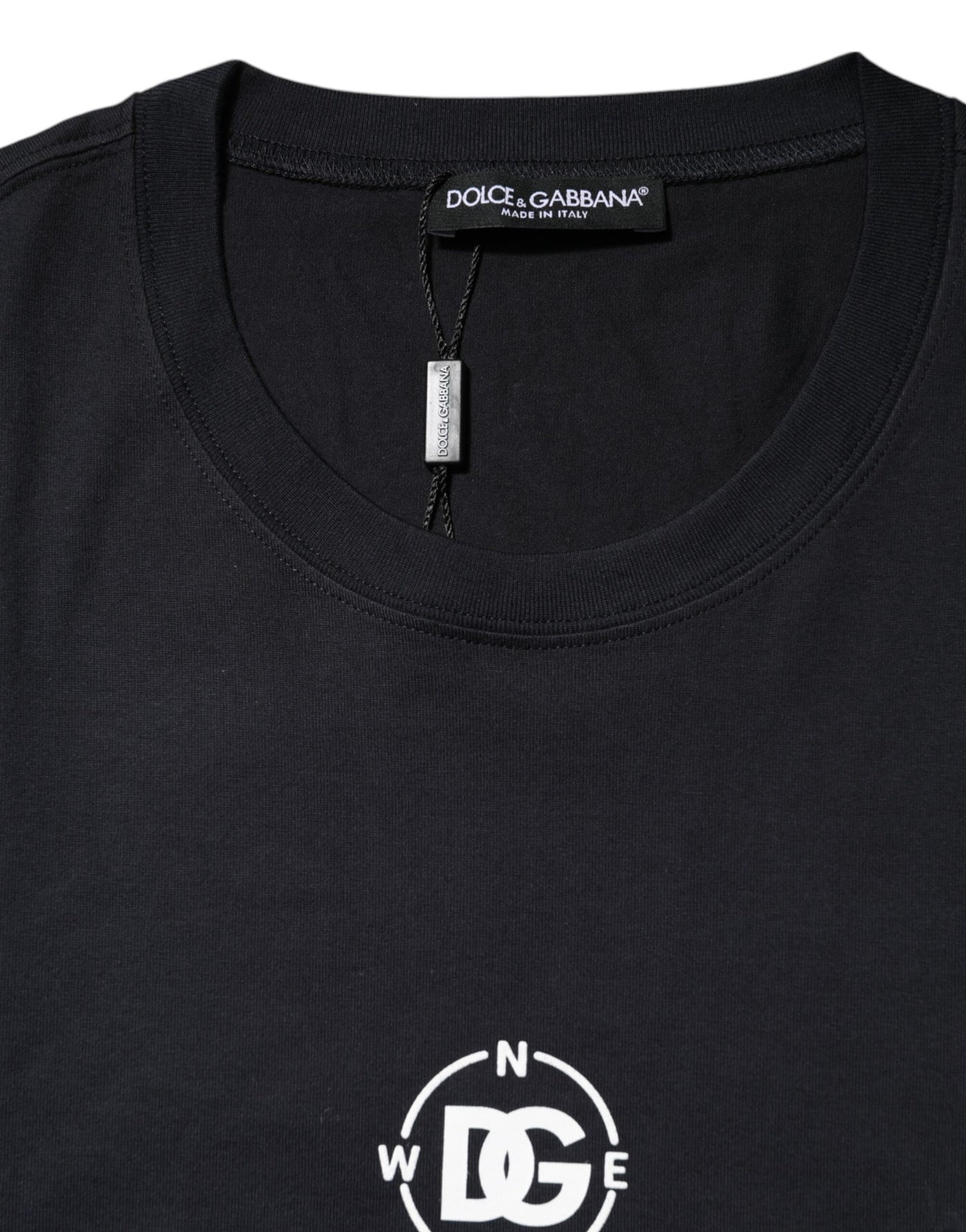 T-shirt ras du cou en coton noir Dolce &amp; Gabbana avec imprimé boussole DG
