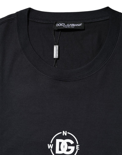 T-shirt ras du cou en coton noir Dolce &amp; Gabbana avec imprimé boussole DG