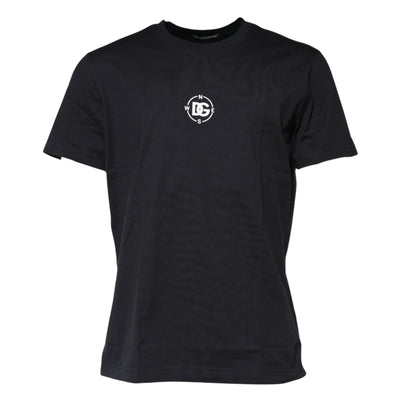 T-shirt ras du cou en coton noir Dolce &amp; Gabbana avec imprimé boussole DG