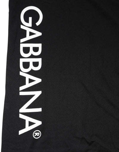 Dolce & Gabbana Black Logo Print Cotton Men Crew Neck T-shirt