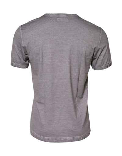 T-shirt ras du cou en coton gris à imprimé graphique Dolce &amp; Gabbana