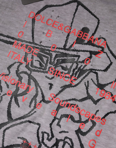 T-shirt ras du cou en coton gris à imprimé graphique Dolce &amp; Gabbana