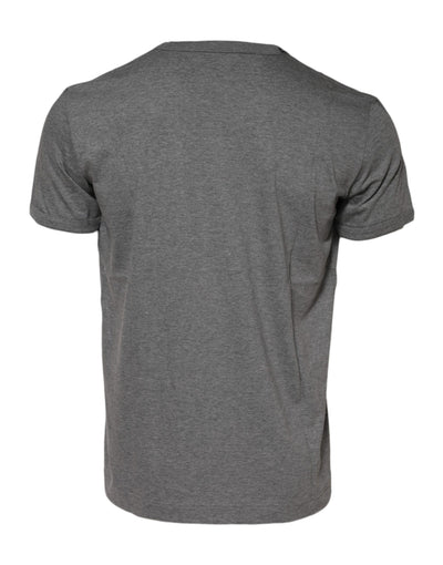 T-shirt ras du cou à manches courtes en coton gris Dolce &amp; Gabbana