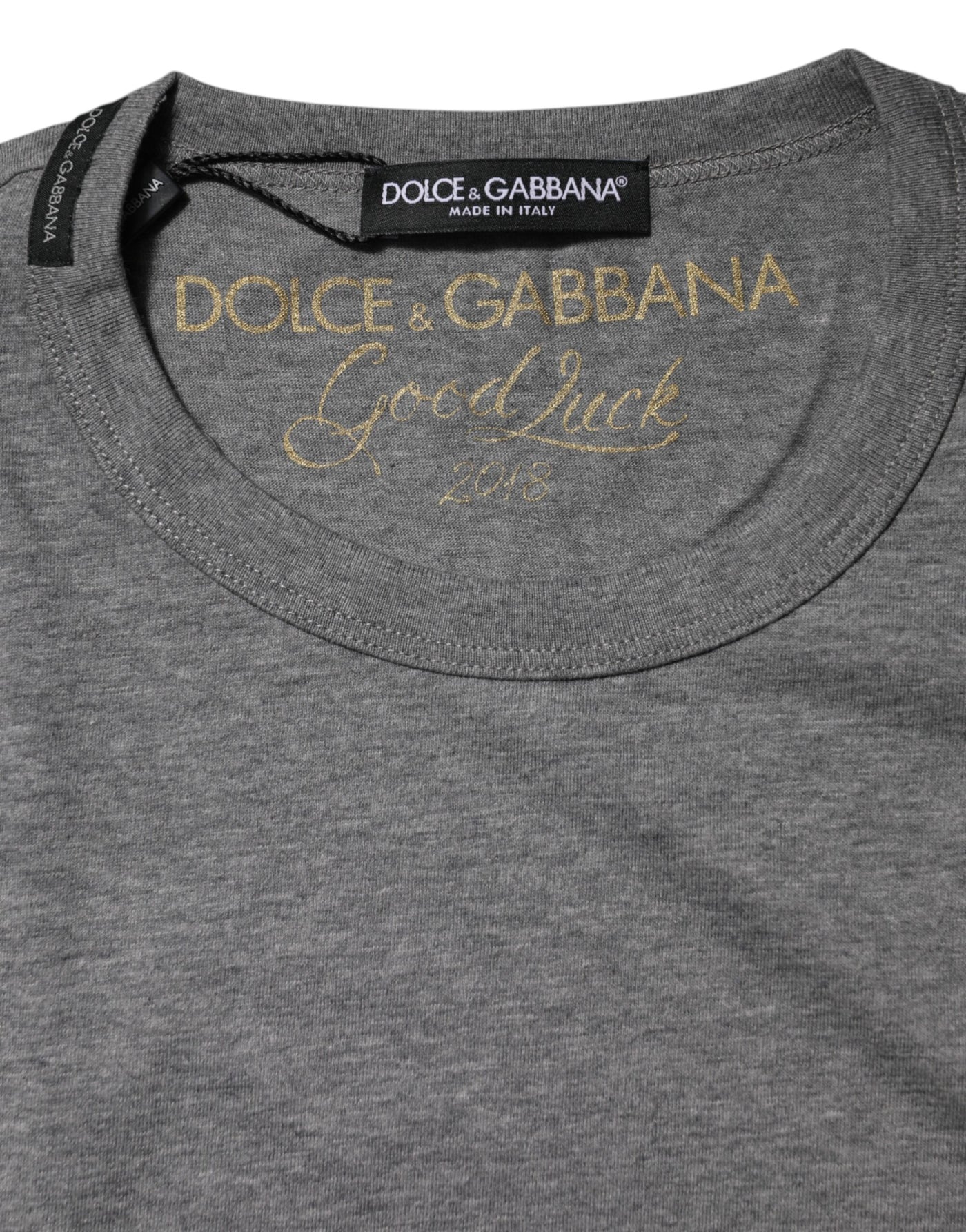 T-shirt ras du cou à manches courtes en coton gris Dolce &amp; Gabbana