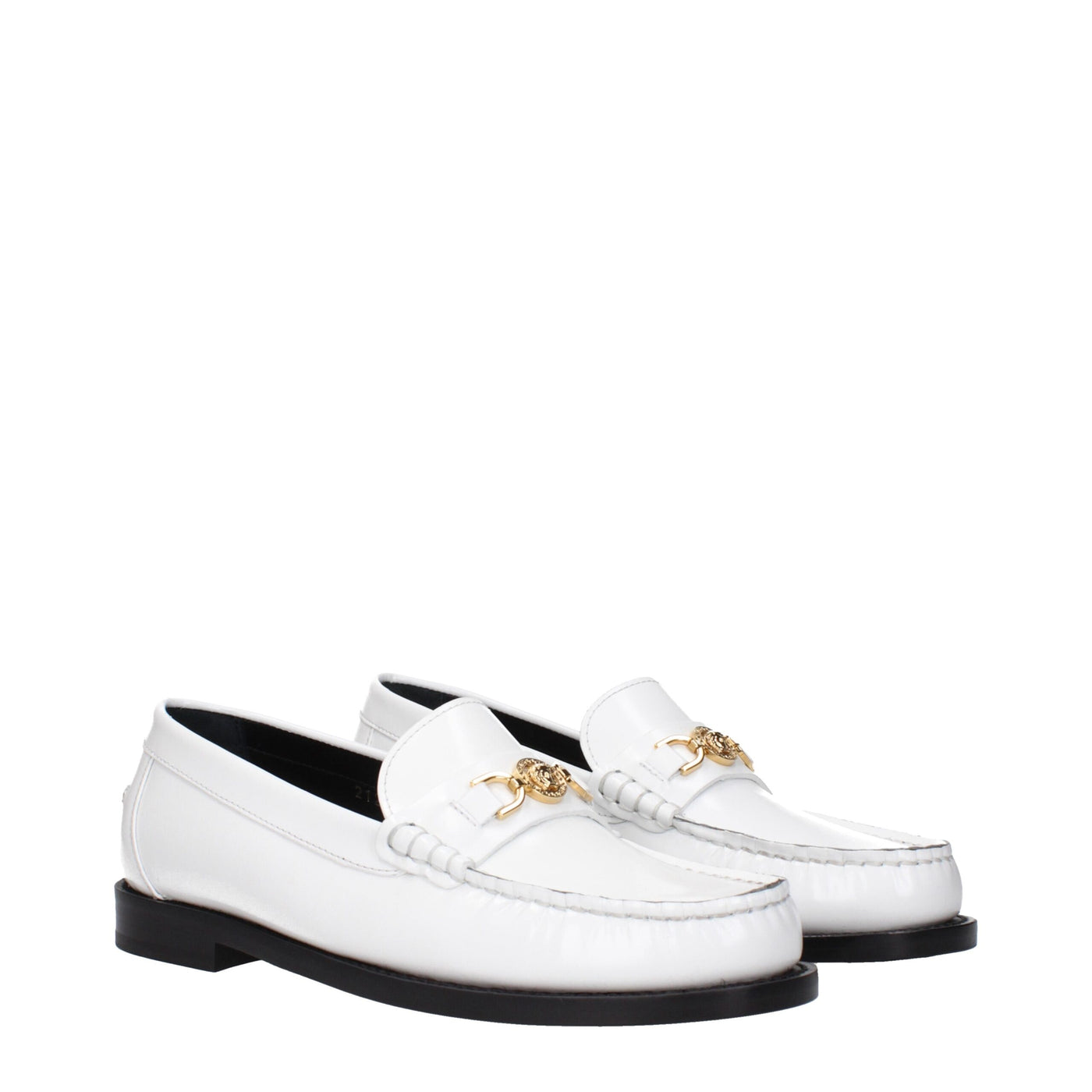 Mocassins à enfiler en cuir blanc Versace