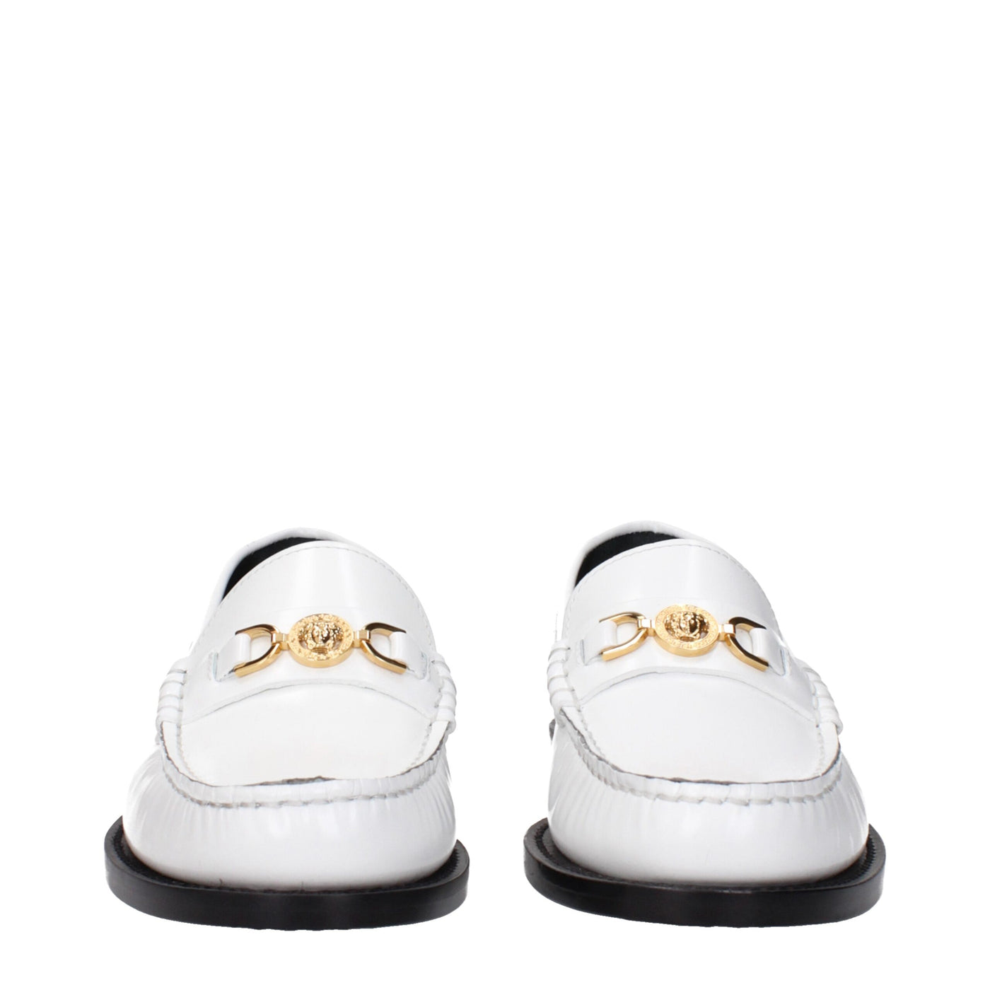 Mocassins à enfiler en cuir blanc Versace