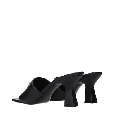 Sandales à talons aiguilles en cuir noir Versace