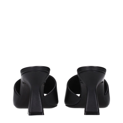 Sandales à talons aiguilles en cuir noir Versace