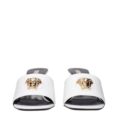 Versace White Leather Stiletto Heels Sandals