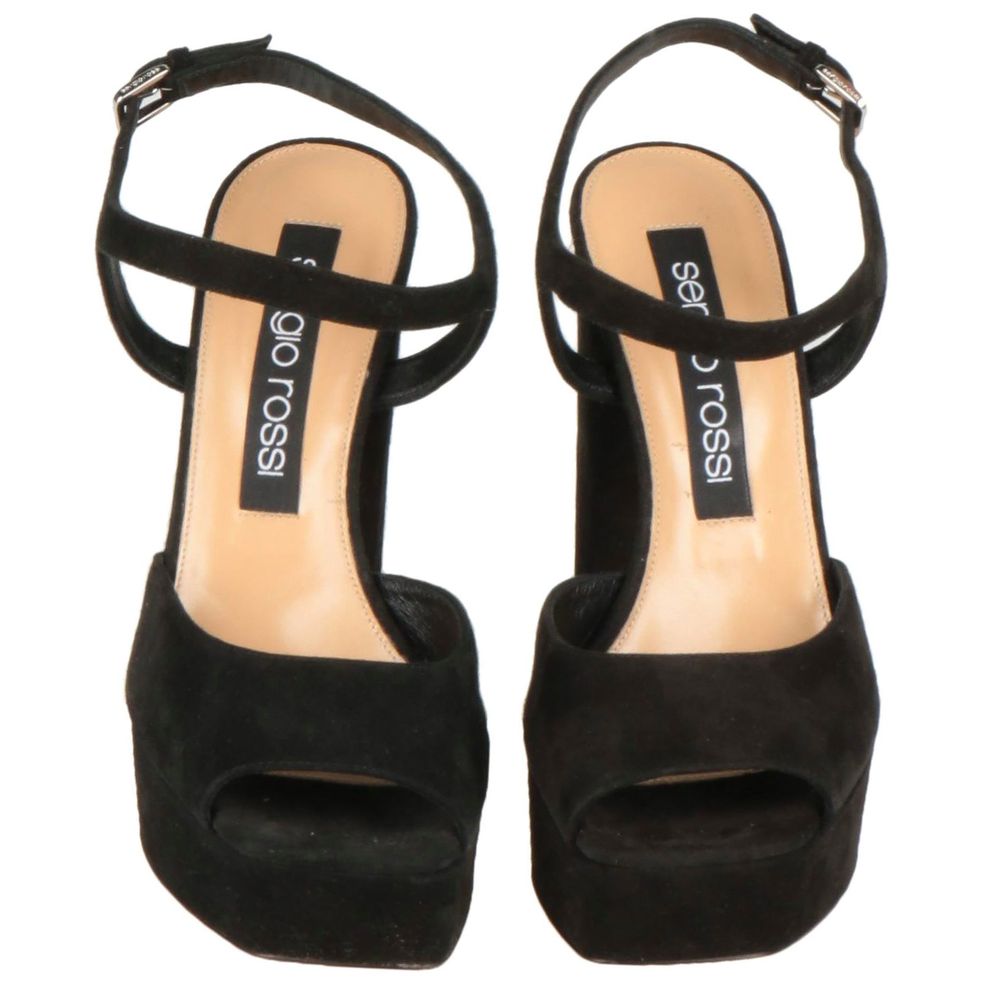 Sandale en velours noir Sergio Rossi
