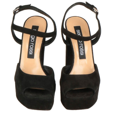 Sandale en velours noir Sergio Rossi
