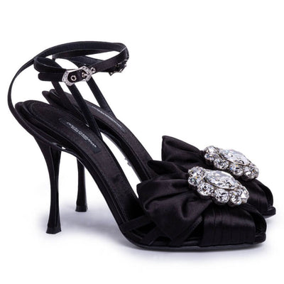 Sandale en cuir de chèvre noir Dolce &amp; Gabbana