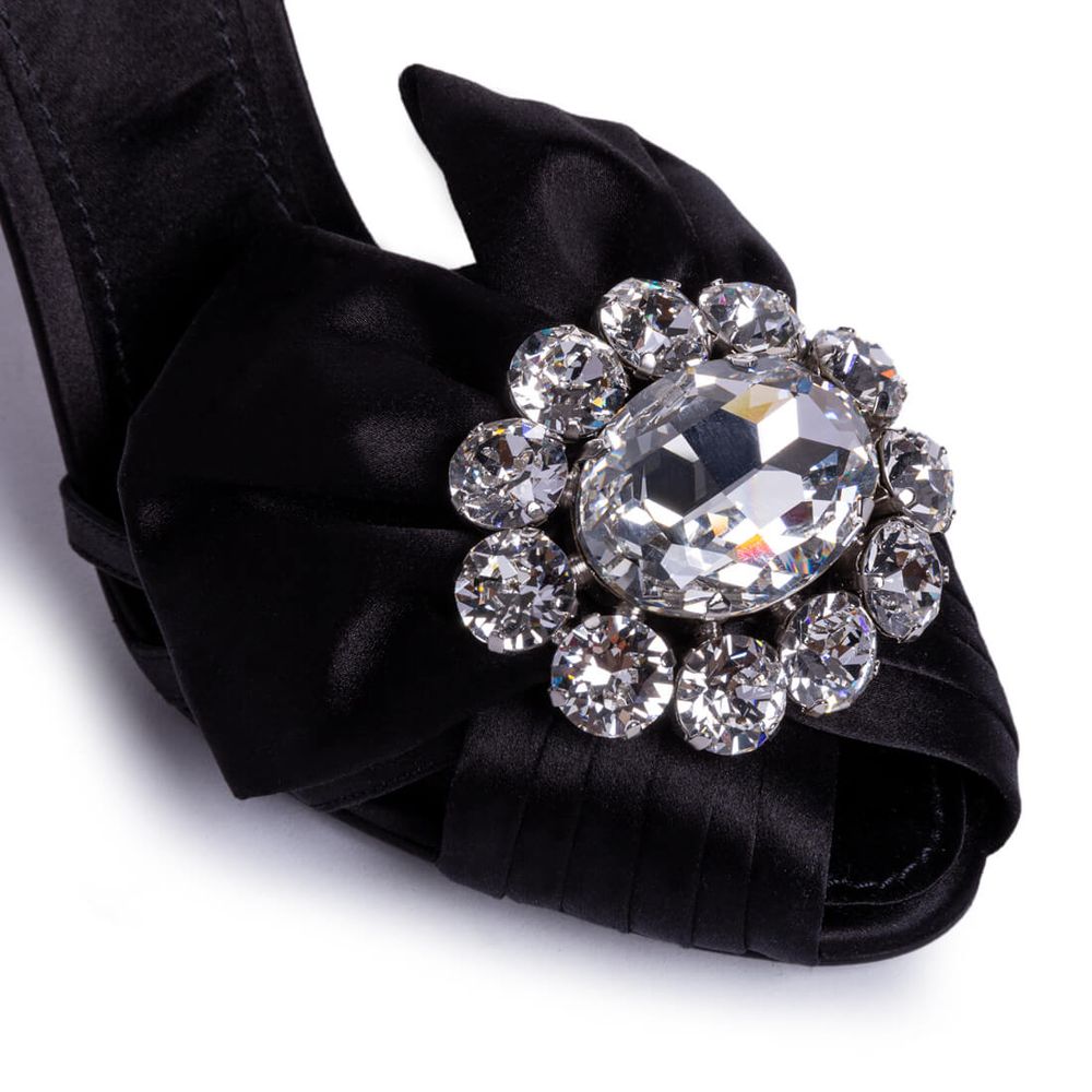 Sandale en cuir de chèvre noir Dolce &amp; Gabbana