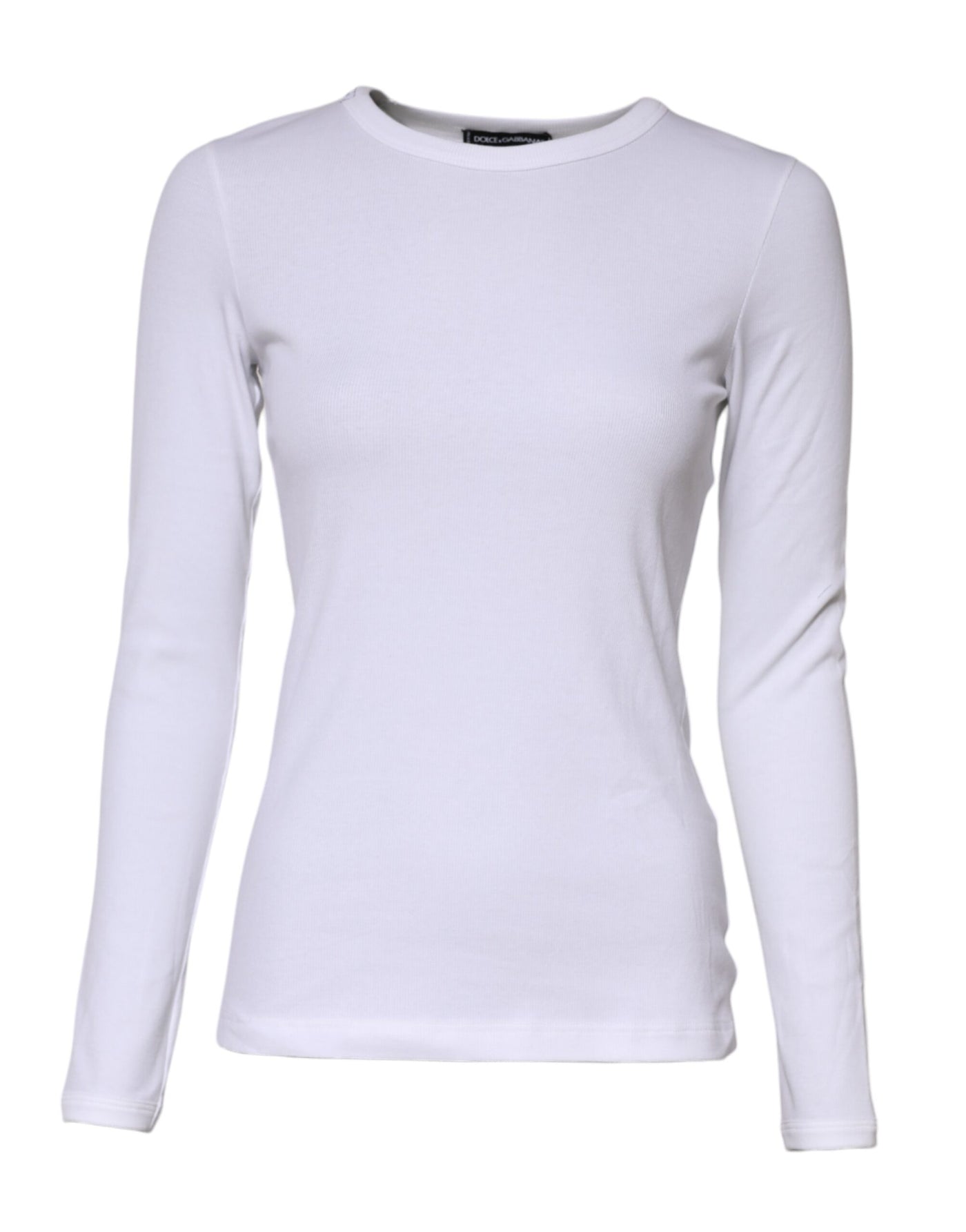 Dolce &amp; Gabbana Wit Katoenen Gebreid T-shirt met Ronde Hals en Lange Mouwen