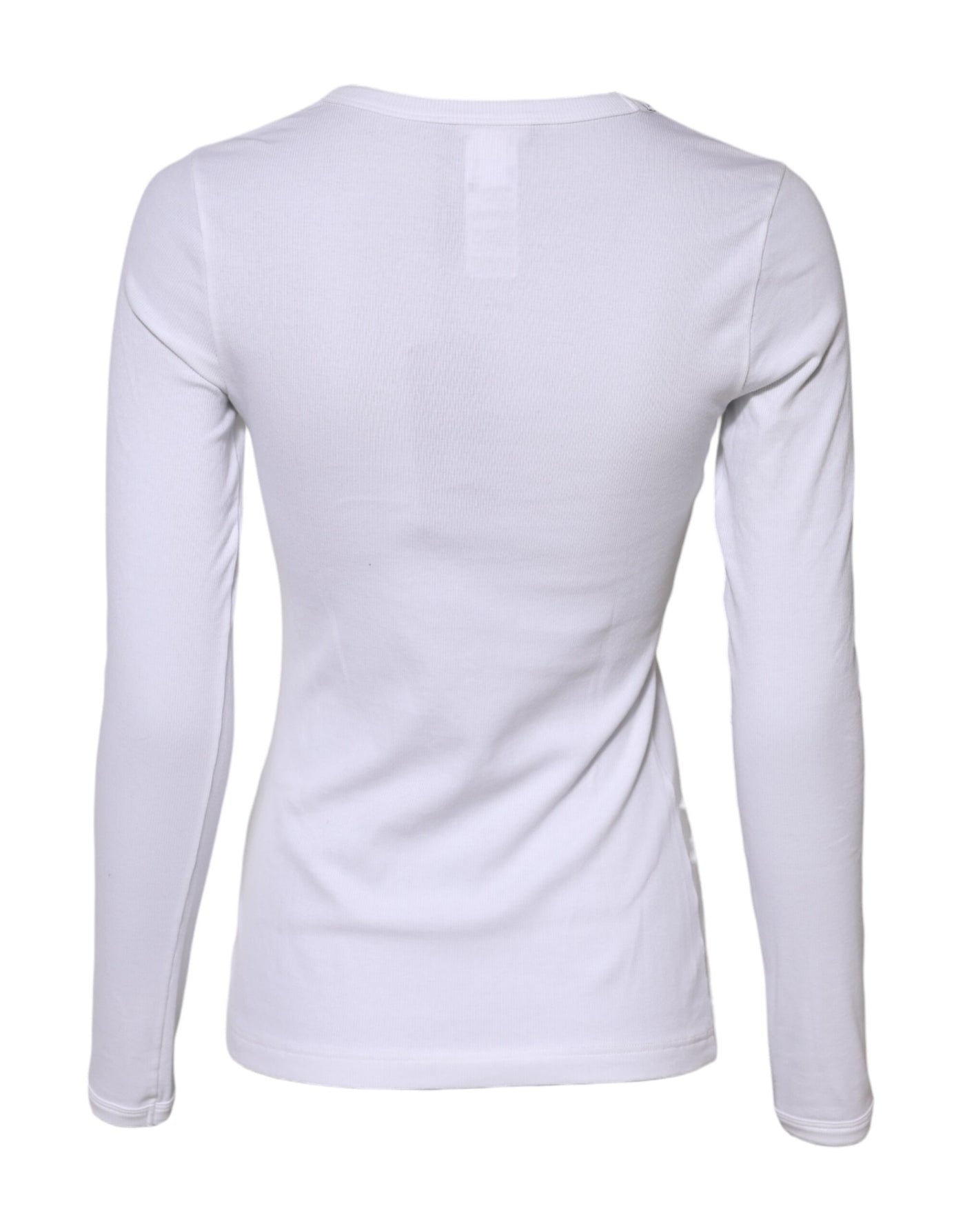 Dolce &amp; Gabbana Wit Katoenen Gebreid T-shirt met Ronde Hals en Lange Mouwen
