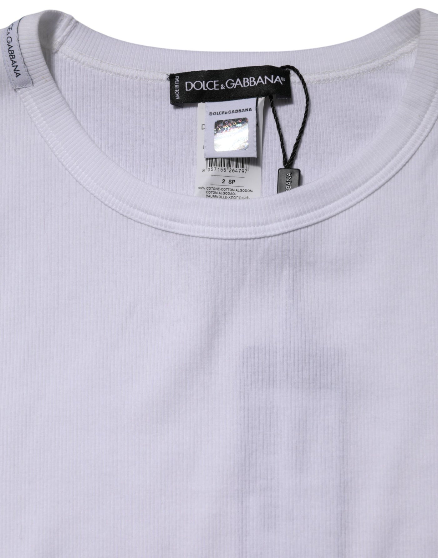 Dolce &amp; Gabbana Wit Katoenen Gebreid T-shirt met Ronde Hals en Lange Mouwen