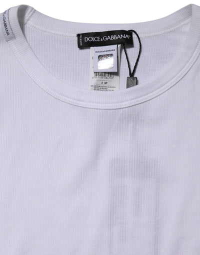 Dolce &amp; Gabbana Wit Katoenen Gebreid T-shirt met Ronde Hals en Lange Mouwen