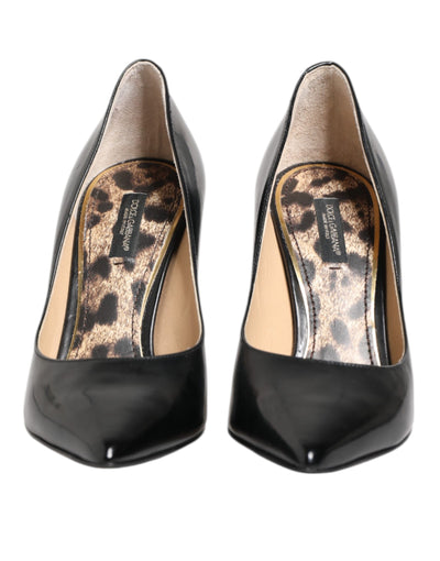 Dolce & Gabbana Black Calf Leather Stiletto Heels Pumps Shoes