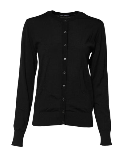 Dolce &amp; Gabbana Zwarte Wollen Gebreide Ronde Hals Cardigan Trui