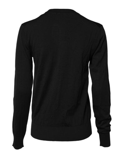 Dolce &amp; Gabbana Zwarte Wollen Gebreide Ronde Hals Cardigan Trui
