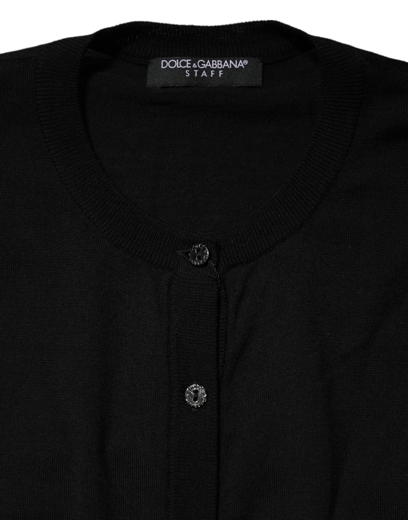 Dolce &amp; Gabbana Zwarte Wollen Gebreide Ronde Hals Cardigan Trui