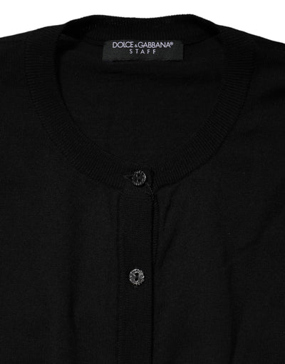 Dolce &amp; Gabbana Zwarte Wollen Gebreide Ronde Hals Cardigan Trui
