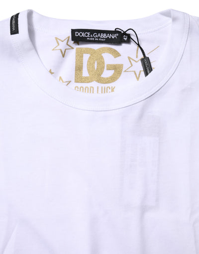 Dolce &amp; Gabbana Wit Katoenen Goodluck 2022 T-shirt met Ronde Hals