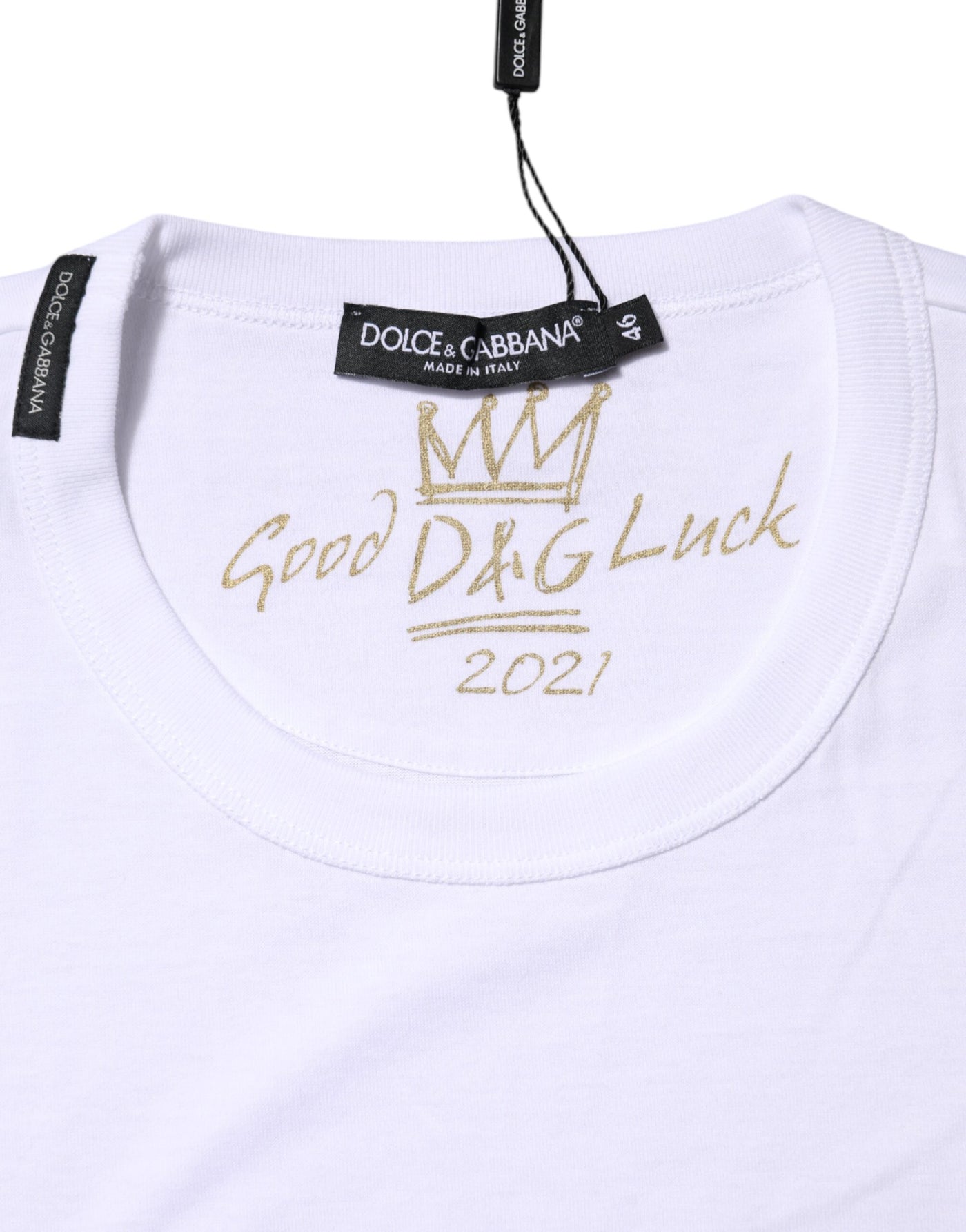 Dolce &amp; Gabbana Wit Katoenen Goodluck 2022 T-shirt met ronde hals