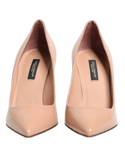 Dolce & Gabbana Beige Patent Leather Stiletto Heel Pump  Shoes