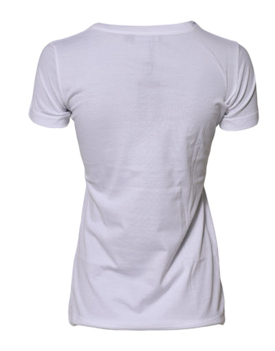 Dolce &amp; Gabbana Wit Katoenen T-shirt met Ronde Hals en Korte Mouwen