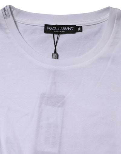 Dolce &amp; Gabbana Wit Katoenen T-shirt met Ronde Hals en Korte Mouwen