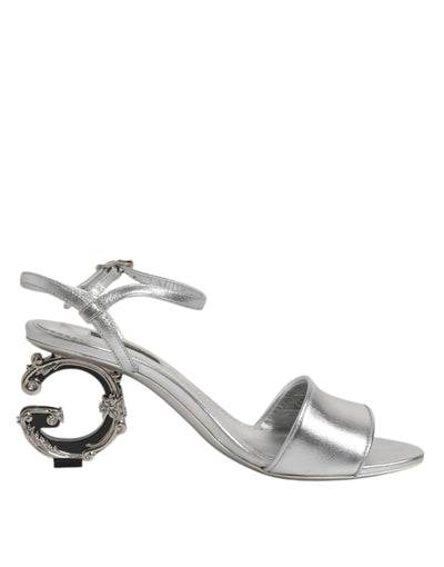 Dolce & Gabbana Silver KEIRA Heels Ankle Strap Sandals Shoes