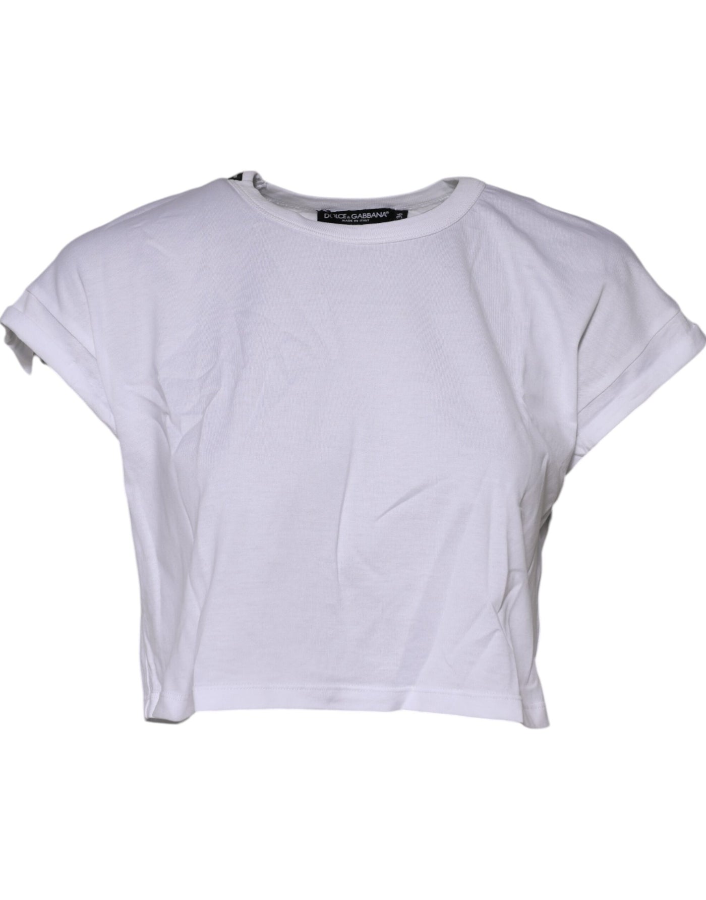 Dolce &amp; Gabbana Wit Katoenen T-shirt met Ronde Hals en Cropped Top