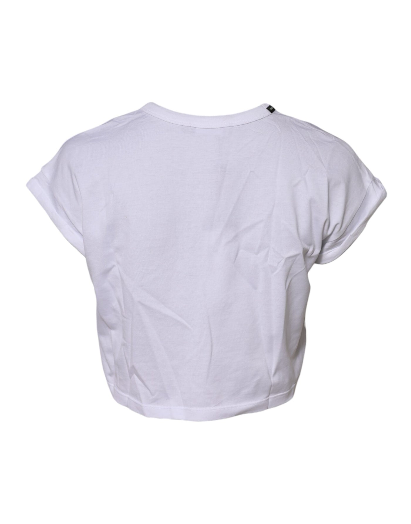 Dolce &amp; Gabbana Wit Katoenen T-shirt met Ronde Hals en Cropped Top