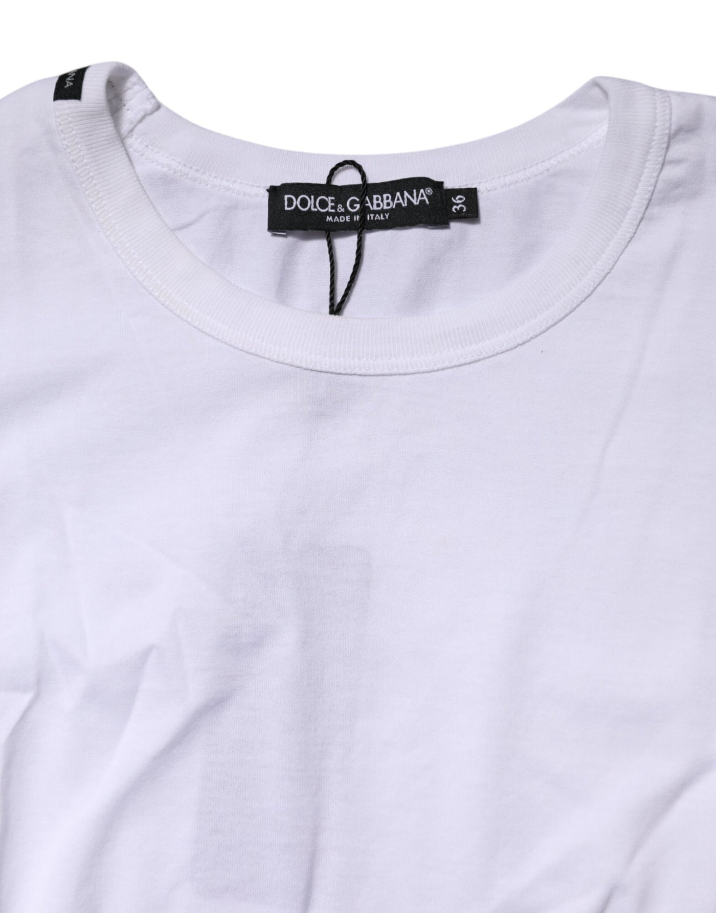 Dolce &amp; Gabbana Wit Katoenen T-shirt met Ronde Hals en Cropped Top