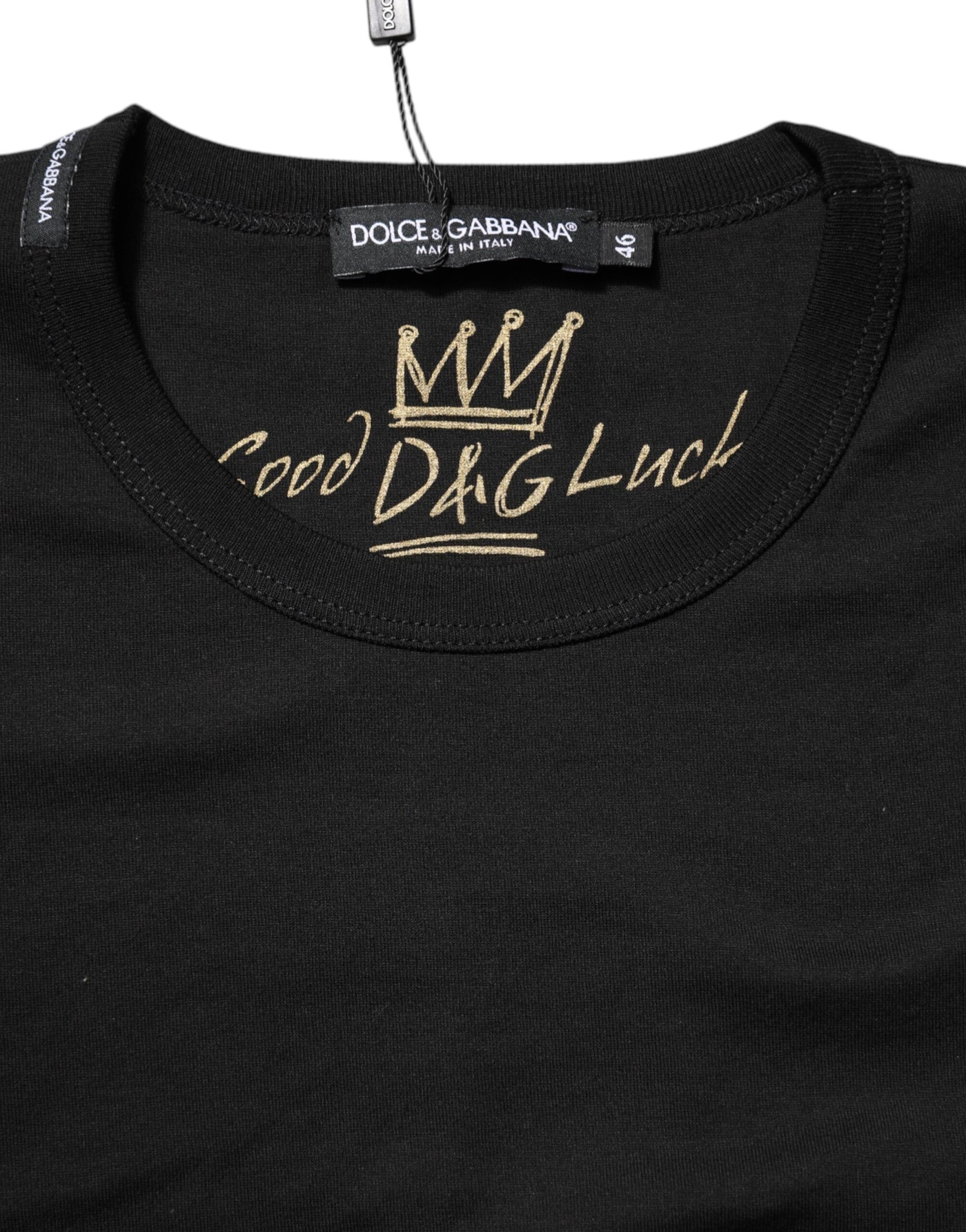 Dolce &amp; Gabbana Zwart Katoenen Goodluck Tee T-shirt met Ronde Hals