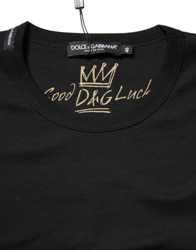 Dolce &amp; Gabbana Zwart Katoenen Goodluck Tee T-shirt met Ronde Hals